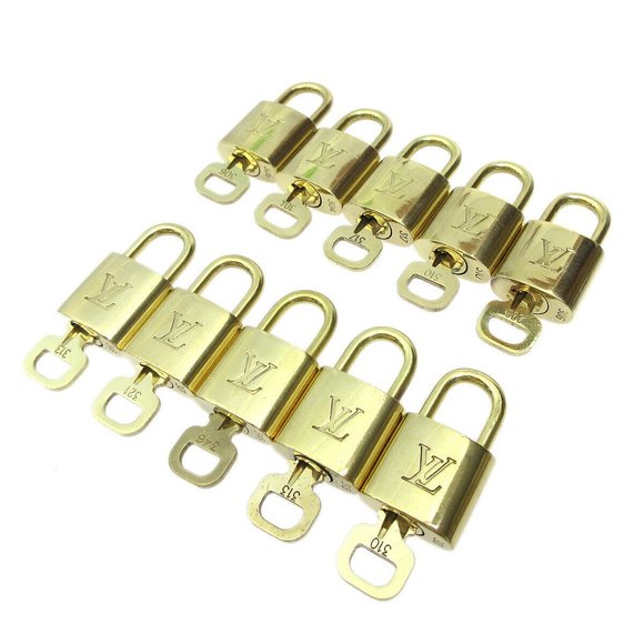 LOUIS VUITTON Padlock & Key Bag Accessories Charm 10 Piece Set Gold - Picture 1 of 1
